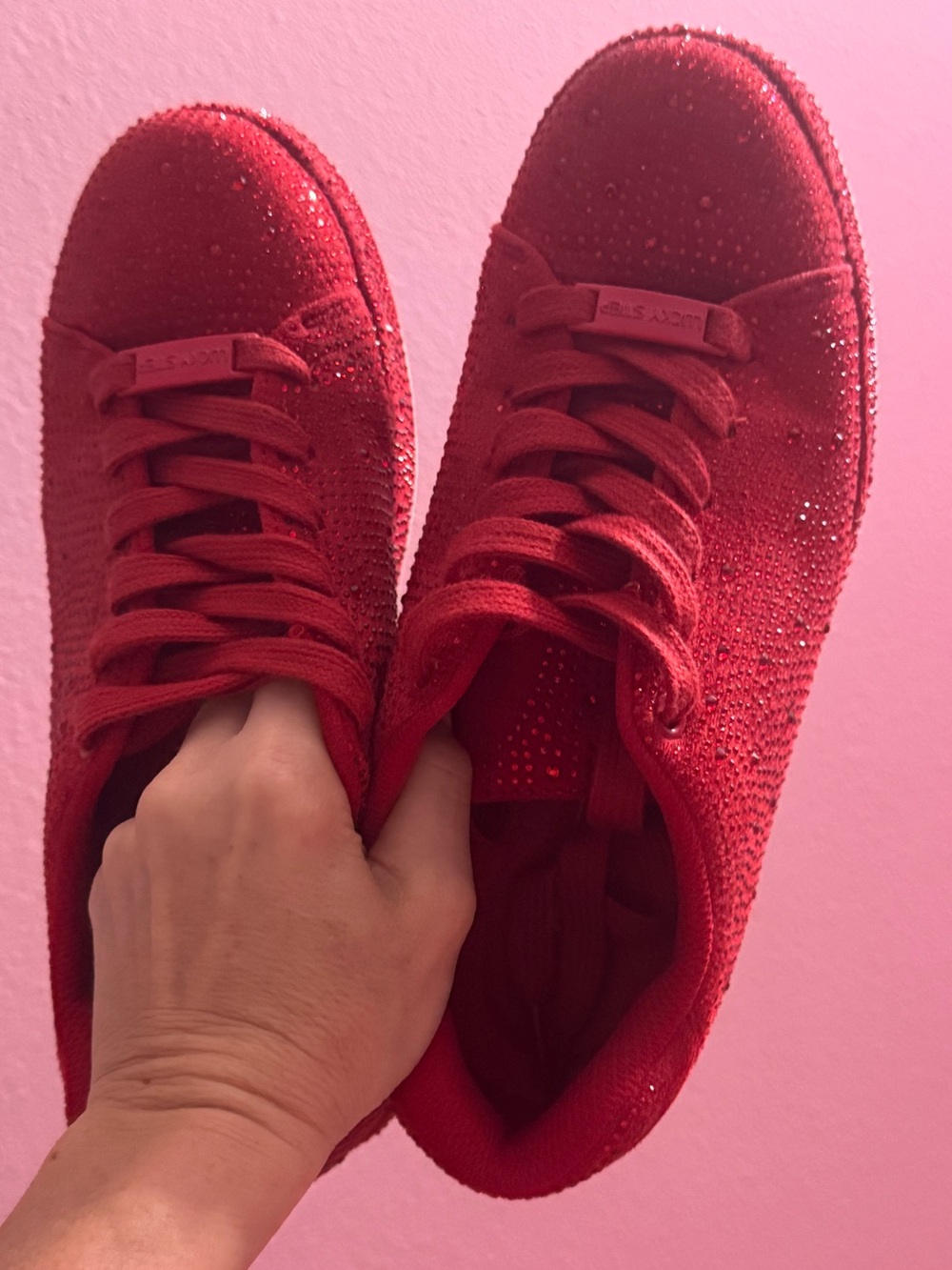 Red sparkle sneakers